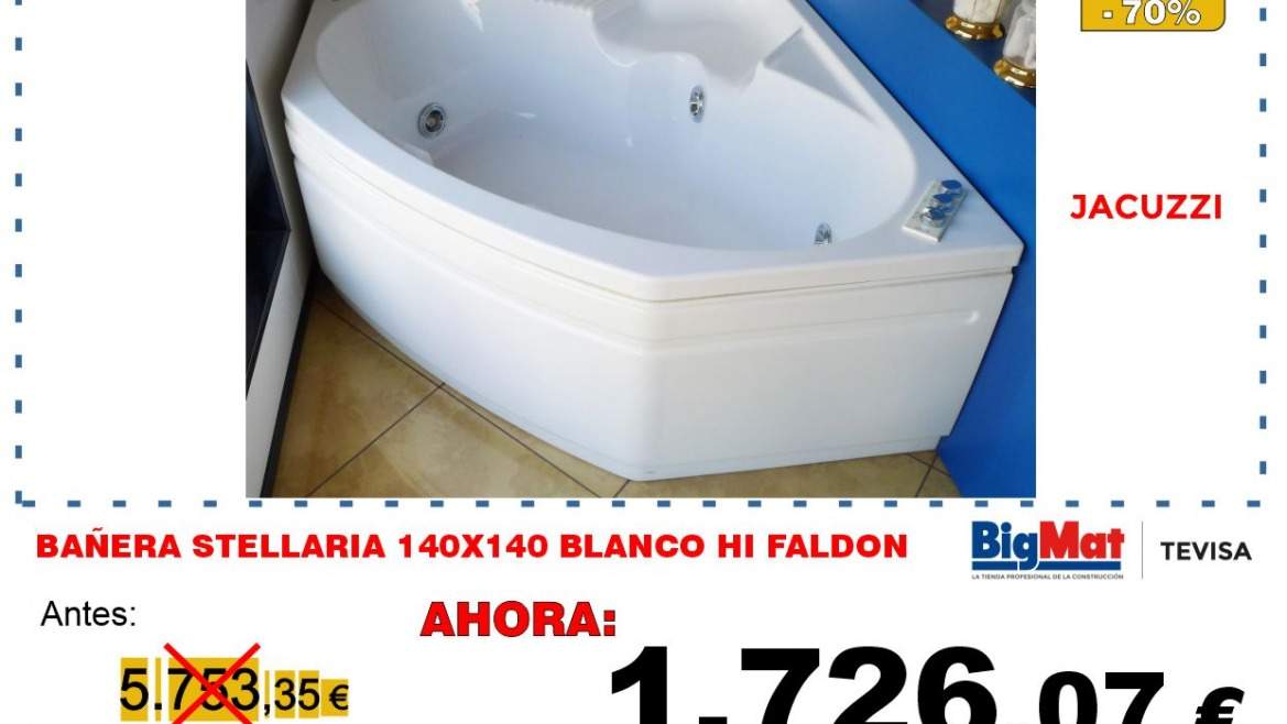 BAÑERA STELLARIA 140X140 BLANCO HI FALDON