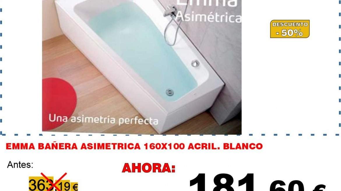 EMMA BAÑERA ASIMETRICA 160X100 ACRIL. BLANCO