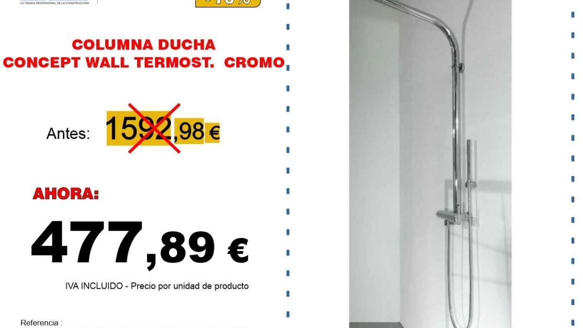 COLUMNA DUCHA CONCEPT WALL TERMOST.  CROMO