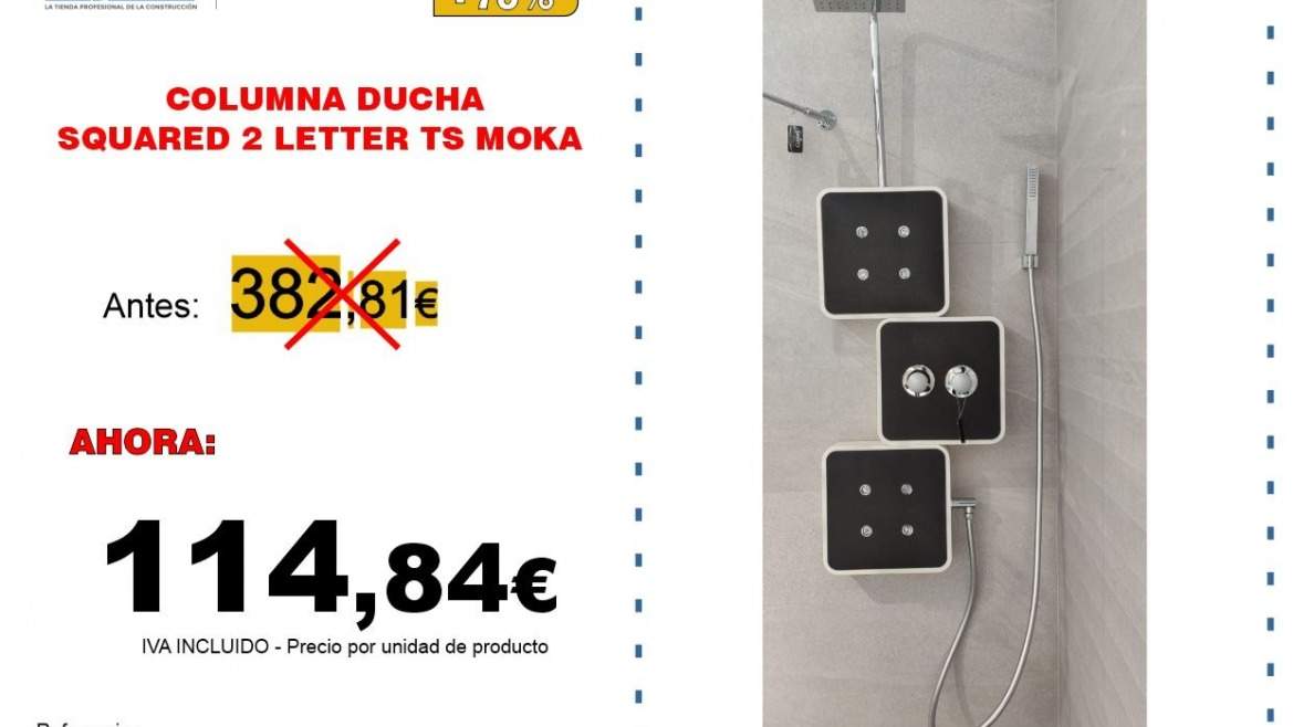 COLUMNA DUCHA SQUARED 2 LETTER TS MOKA