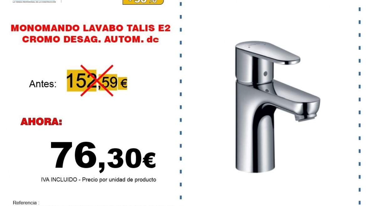MONOMANDO LAVABO TALIS E2 CROMO DESAG. AUTOM.