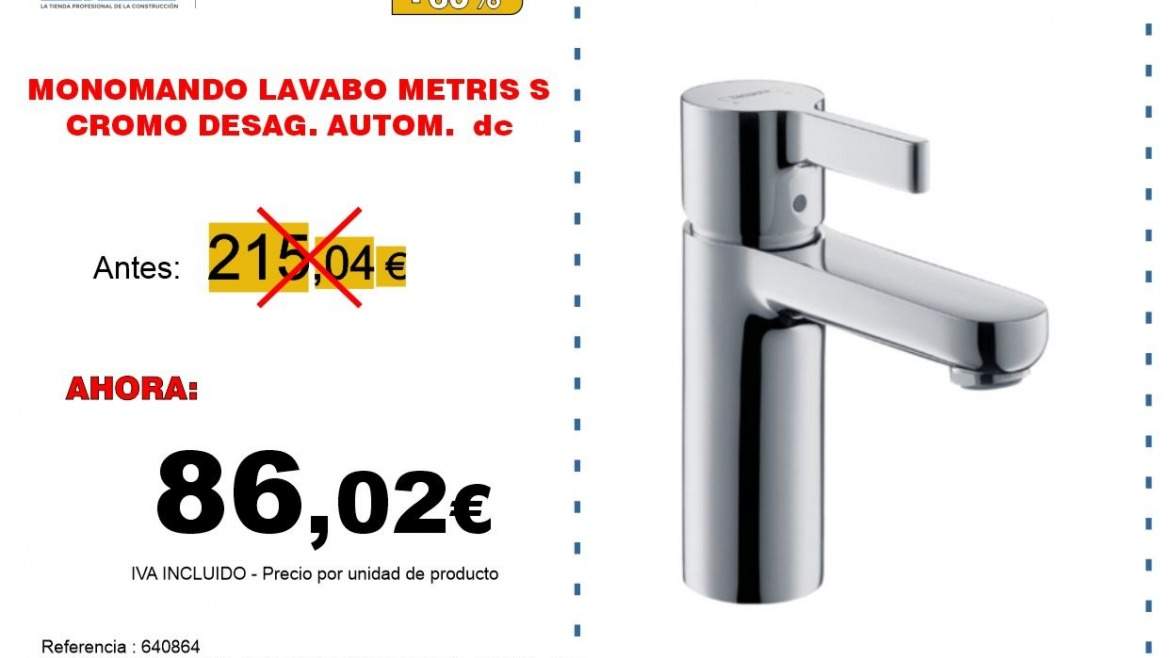 MONOMANDO LAVABO METRIS S CROMO DESAG. AUTOM