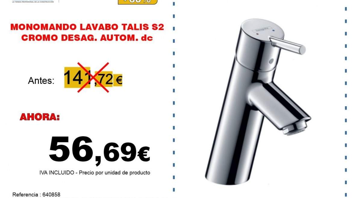 MONOMANDO LAVABO TALIS S2 CROMO DESAG. AUTOM. 