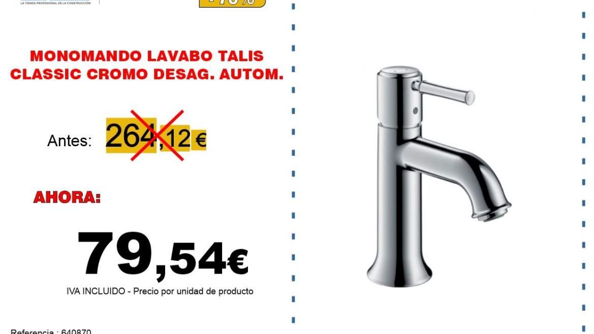 MONOMANDO LAVABO TALIS CLASSIC CROMO DESAG. AUTOM