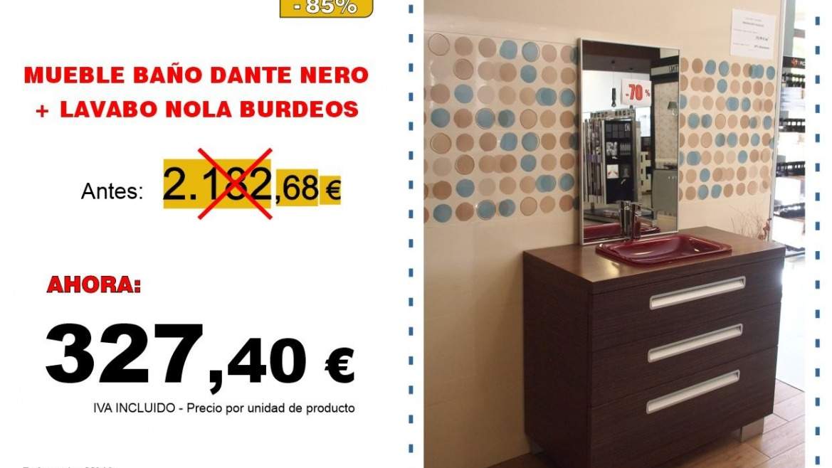MUEBLE BAÑO  95 DANTE NERO + LAVABO NOLA