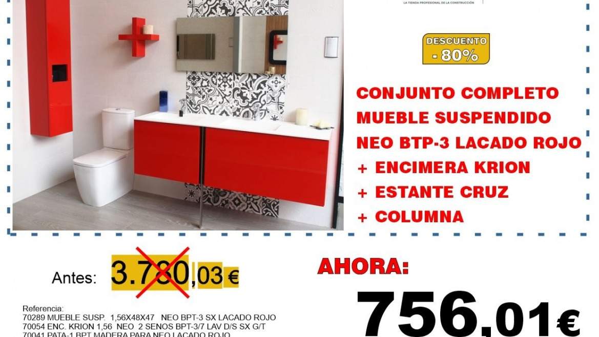 MUEBLE SUSPENDIDO NEO BPT-3 SX LACADO ROJO