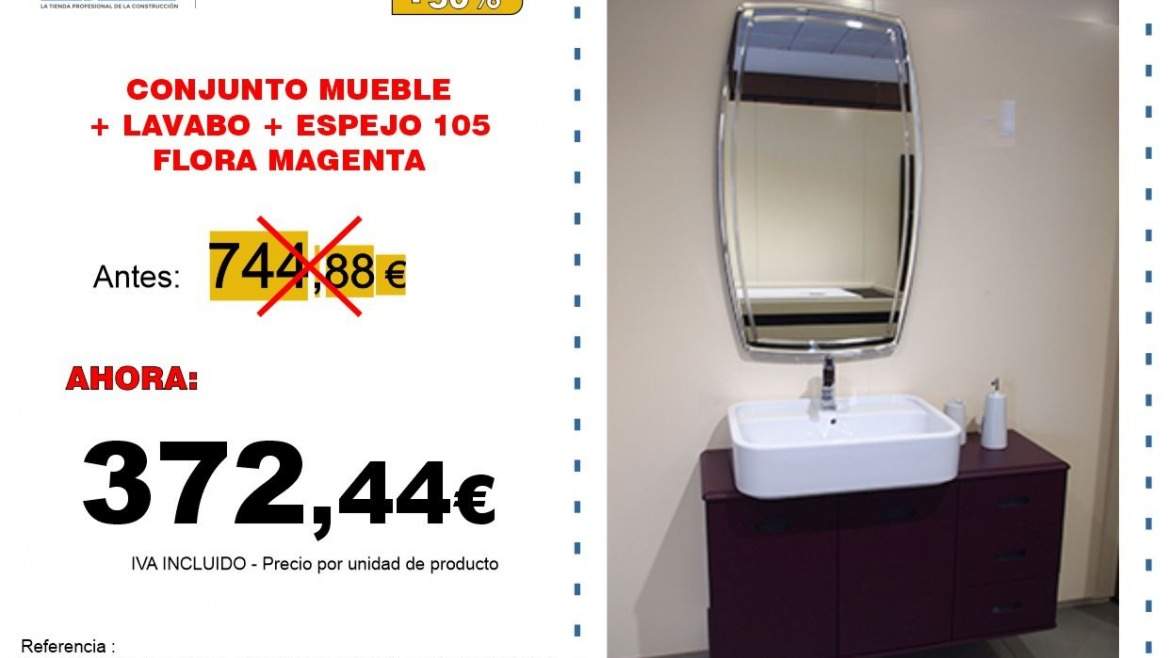 CONJ. MUEBLE-LAVABO-ESPEJO 105  FLORA MAGENTA