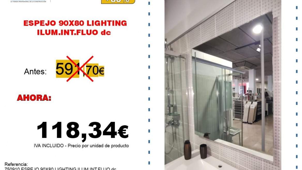 ESPEJO 90X80 LIGHTING ILUM.INT.FLUO