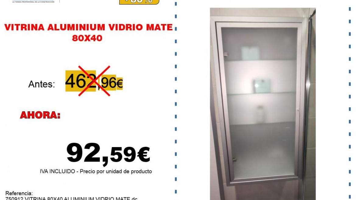 VITRINA 80X40 ALUMINIUM VIDRIO MATE