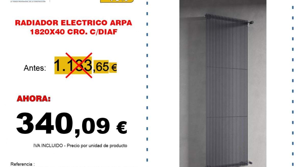 RADIADOR ELECTRICO ARPA 1820X40 CRO. C/DIAF